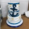 Бело-синий свадебный торт №129397