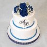 Бело-синий свадебный торт №129396