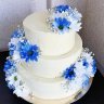 Бело-синий свадебный торт №129399