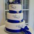 Бело-синий свадебный торт №129399