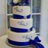 Бело-синий свадебный торт №129400