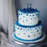 Бело-синий свадебный торт №129401