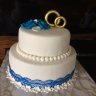 Бело-синий свадебный торт №129402