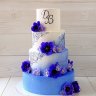 Бело-синий свадебный торт №129402