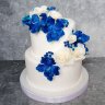 Бело-синий свадебный торт №129405