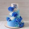 Бело-синий свадебный торт №129404