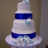 Бело-синий свадебный торт №129405