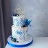 Бело-синий свадебный торт №129407