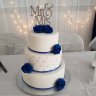 Бело-синий свадебный торт №129407