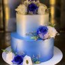 Бело-синий свадебный торт №129409