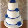 Бело-синий свадебный торт №129410