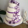 Бело-фиолетовый свадебный торт №129413