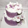 Бело-фиолетовый свадебный торт №129412