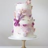 Бело-фиолетовый свадебный торт №129416