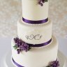 Бело-фиолетовый свадебный торт №129420