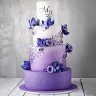 Бело-фиолетовый свадебный торт №129421