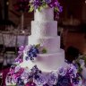 Бело-фиолетовый свадебный торт №129423