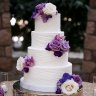 Бело-фиолетовый свадебный торт №129426