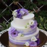 Бело-фиолетовый свадебный торт №129430