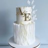 Свадебный торт белый с золотом №129453