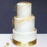 Свадебный торт белый с золотом №129457
