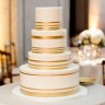 Свадебный торт белый с золотом №129460