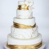 Свадебный торт белый с золотом №129459