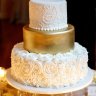 Свадебный торт белый с золотом №129464