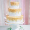 Свадебный торт белый с золотом №129468