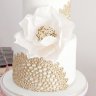 Свадебный торт белый с золотом №129469