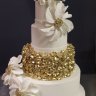 Свадебный торт белый с золотом №129469