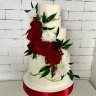 Бордовый свадебный торт №129493