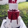 Бордовый свадебный торт №129493