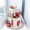 Бордовый свадебный торт №129494