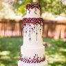 Бордовый свадебный торт №129502
