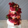 Бордовый свадебный торт №129507