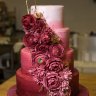 Бордовый свадебный торт №129511