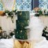 Свадебный торт зеленый с золотом №129573