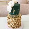 Свадебный торт зеленый с золотом №129577