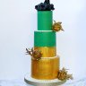 Свадебный торт зеленый с золотом №129578