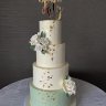 Свадебный торт зеленый с золотом №129579