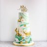 Свадебный торт зеленый с золотом №129578