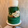Свадебный торт зеленый с золотом №129581