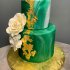 Свадебный торт зеленый с золотом №129583