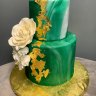 Свадебный торт зеленый с золотом №129584
