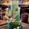 Свадебный торт зеленый с золотом №129585