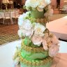 Свадебный торт зеленый с золотом №129588