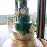Свадебный торт зеленый с золотом №129588