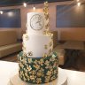 Свадебный торт зеленый с золотом №129591
