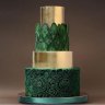 Свадебный торт зеленый с золотом №129590